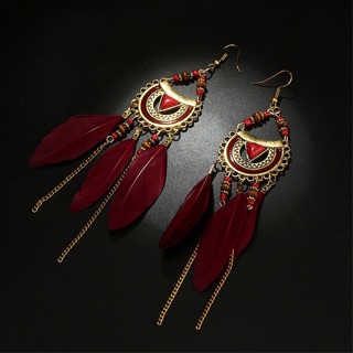 Bông tai lông vũ - Phụ kiện Boho