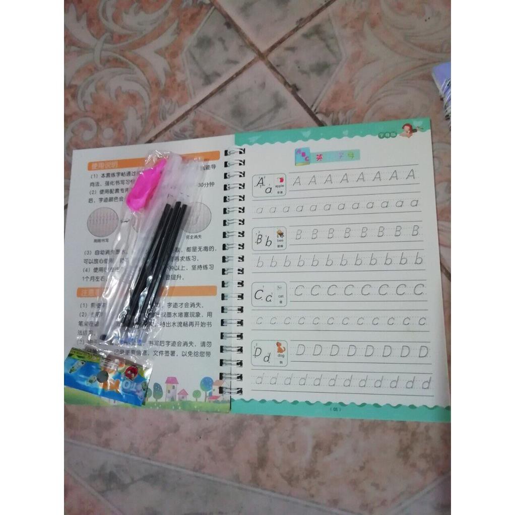 Bộ 3 Vở Tô Màu Tập Viết Tự Xóa Thần Kỳ Cho Bé - Tặng Kèm Bút Viết