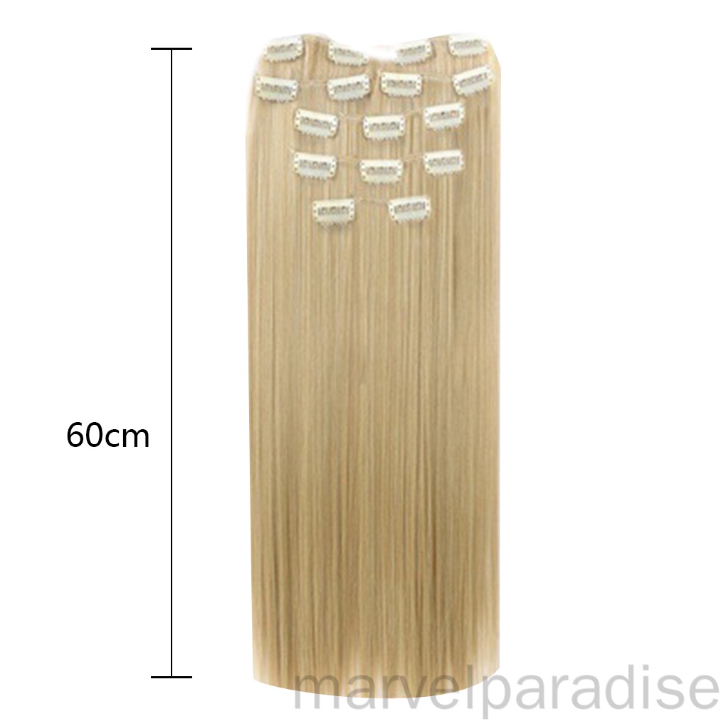 [Hàng mới về] Set 16 tép tóc giả nối dài 60cm làm từ sợi tổng hợp có kẹp gắn tiện lợi thời trang