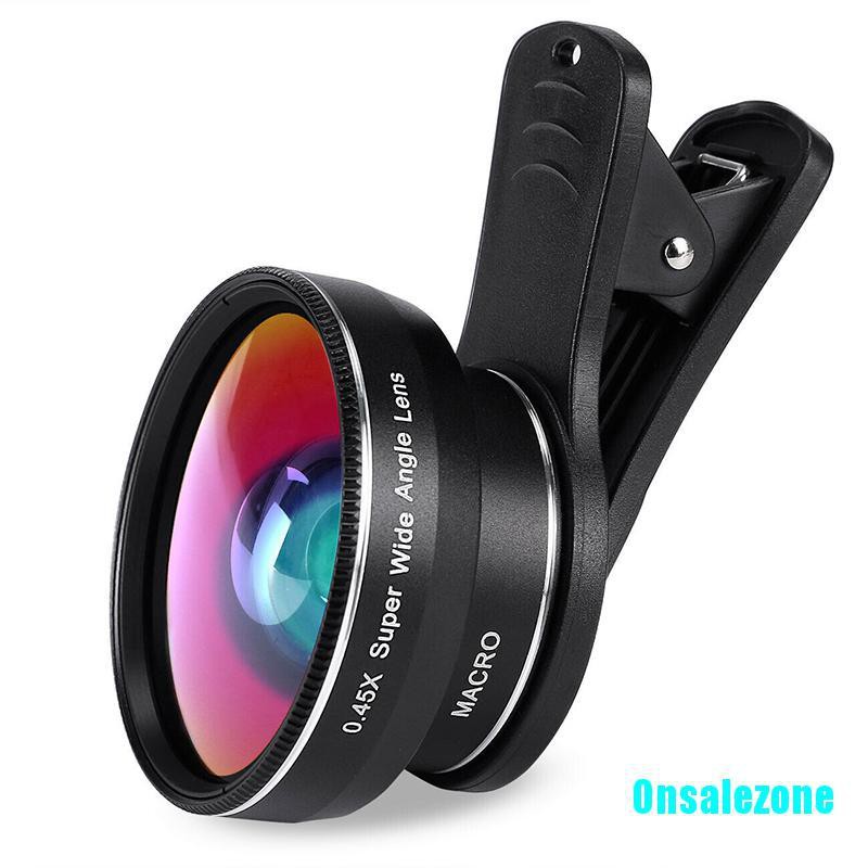 Ống Kính Super Wide Angle 0.45x Và 15x Macro Lens Clip-on Cho Camera Iphone