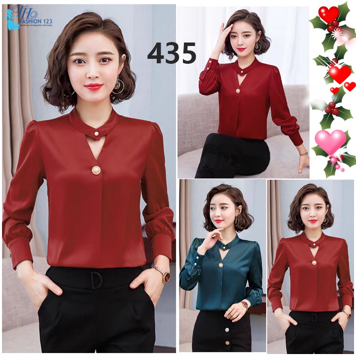 Áo Kiểu Sơ Mi Phi Cao Cấp Tay Dài TH435