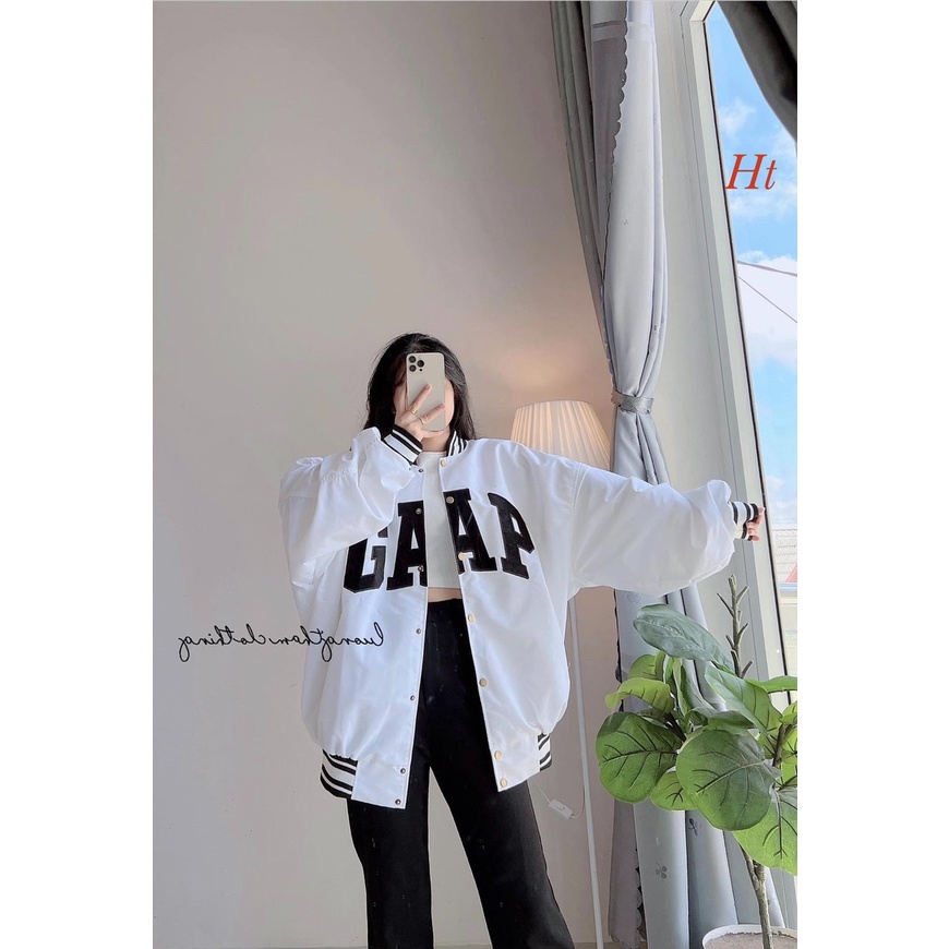 [ XẢ HÀNG ] Áo Khoác gió Bomber GAP 2 màu đen + trăng