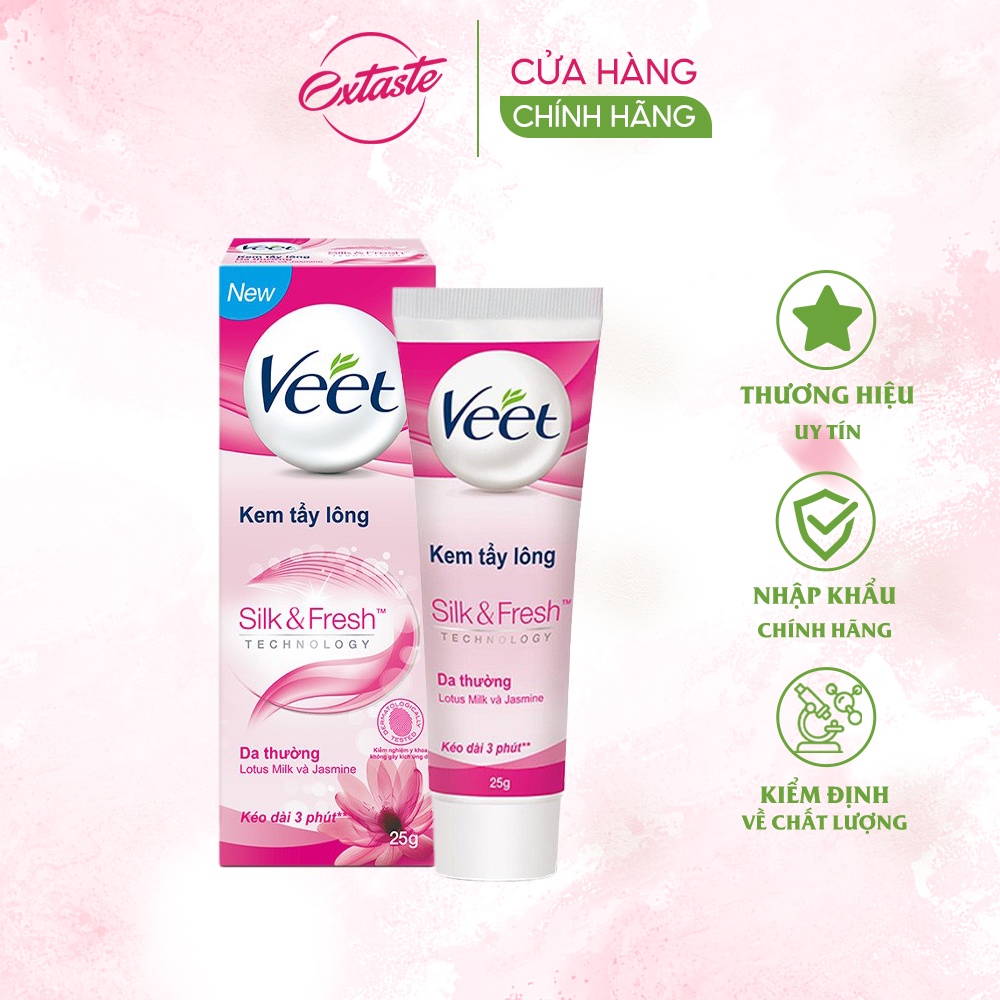 Kem tẩy lông Veet Silk And Fresh cho da thường sạch trong 3 phút 25/50g