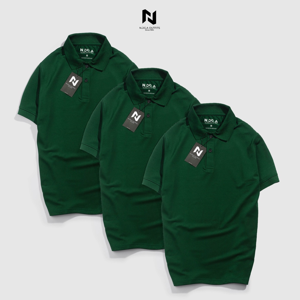 Áo Polo Nam Màu Xanh Ve Chai Basic N.GG.A Chất Cotton
