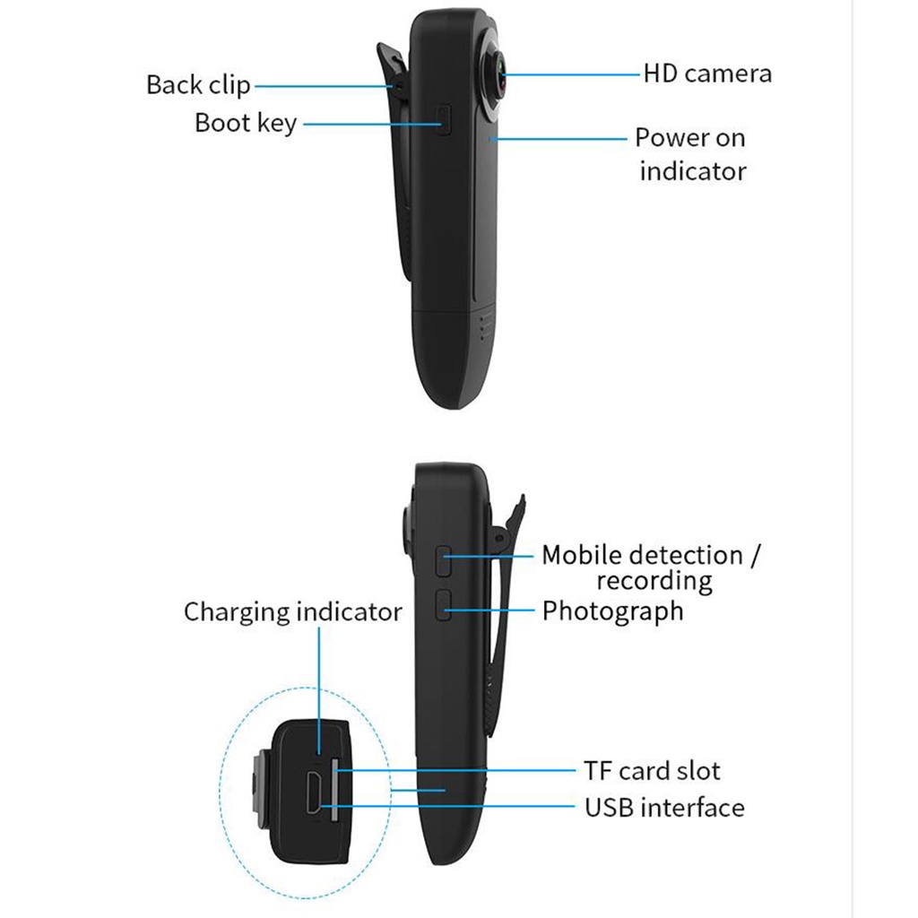 Camera Hành Trình A18 Mini Hd 1080p Có Kẹp Sau Lưng Thiết Kế Tiện Lợi