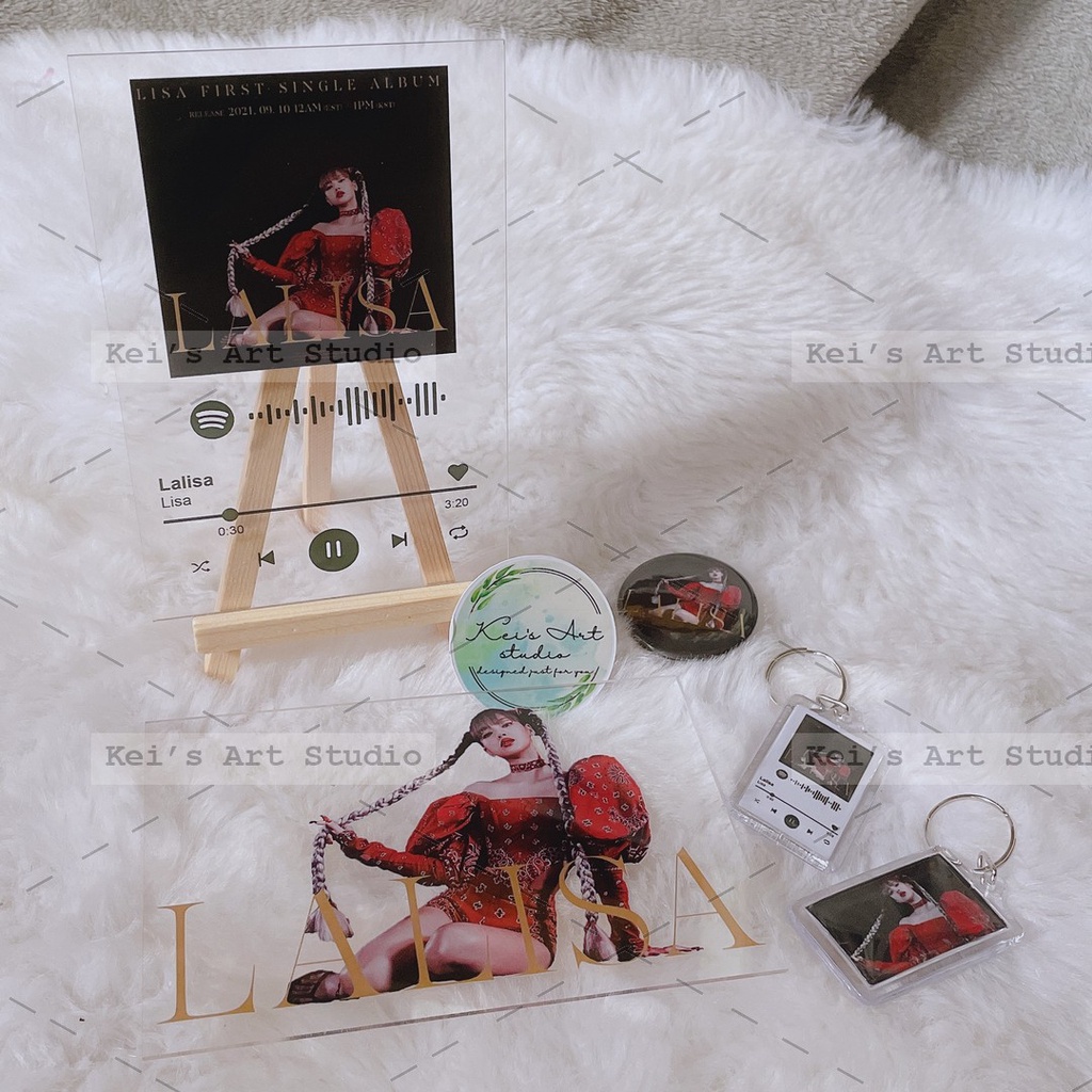 LALISA - Bộ quà tặng khung spotify, khung ảnh, photocard, sticker hologram, móc khóa, huy hiệu, popsocket, griptok lisa