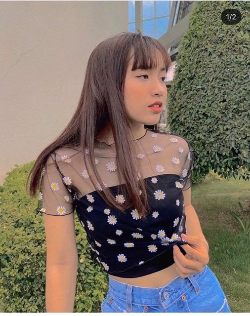 [Mã FAMAYWA giảm 10K đơn 50K] áo lưới hoa cúc tay ngắn hot hit không kèm lót | BigBuy360 - bigbuy360.vn