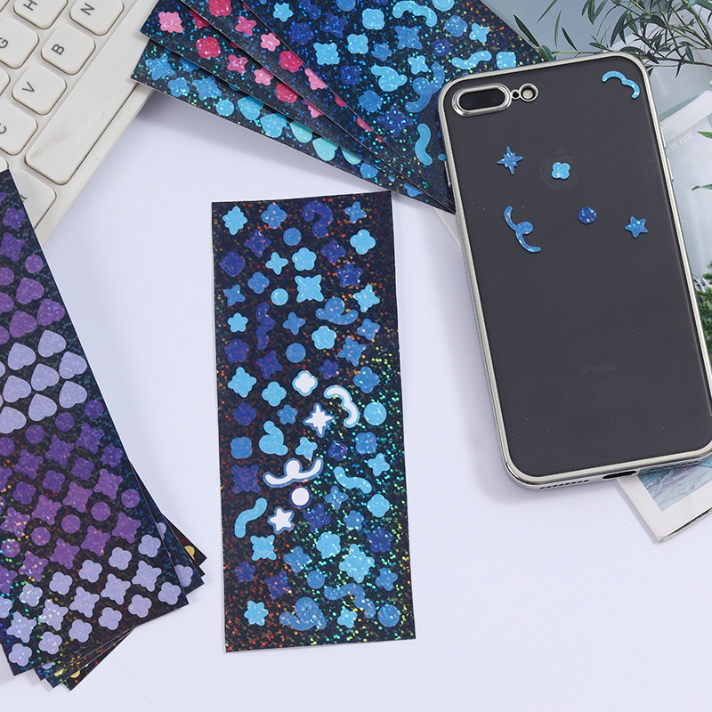 Sticker Dán Trang Trí Toploader Confetti Sổ Ruy Băng Trái Tim Lấp Lánh