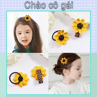 Dây Buộc Tóc Đính Hoa Hướng Dương Xinh Xắn Cho Bé Gái