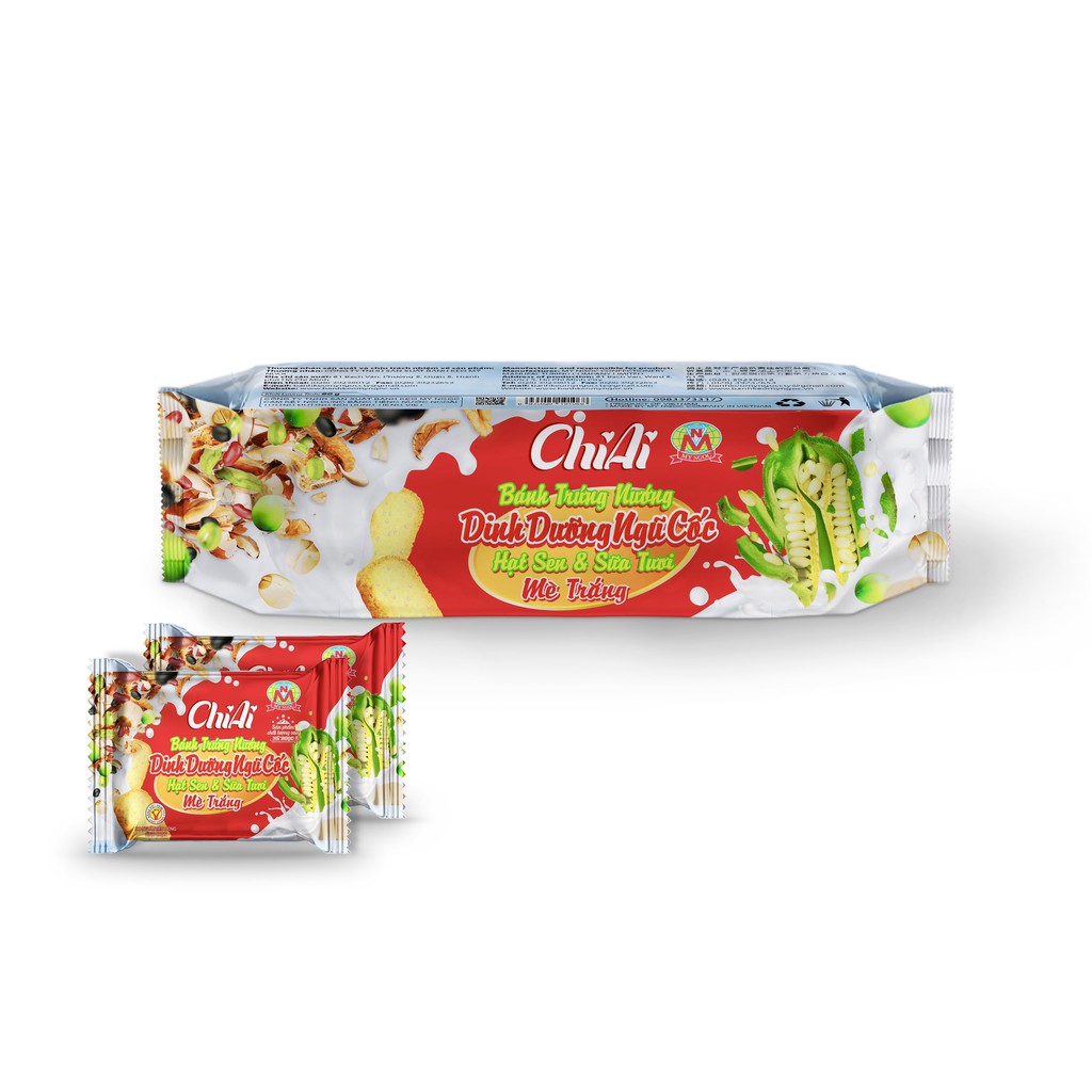 ChiAi _ 80g Bánh trứng nướng MÈ TRẮNG sữa tươi - Cereal baked egg cake with White sesame 80g