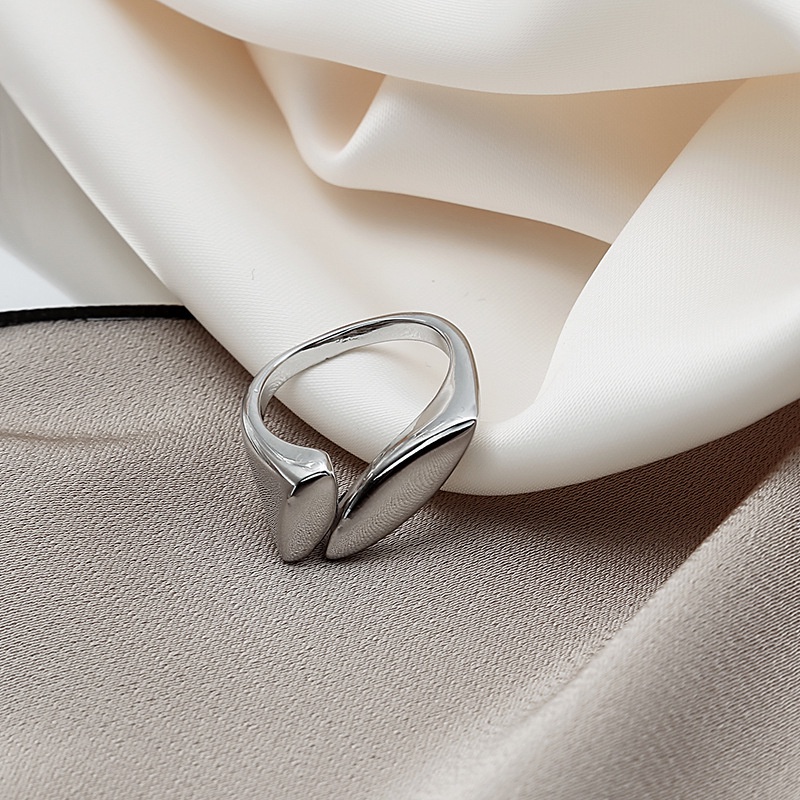 Nhẫn hở họa tiết hình học bằng đồng thời trang hip hop Hàn Quốc cho nữ