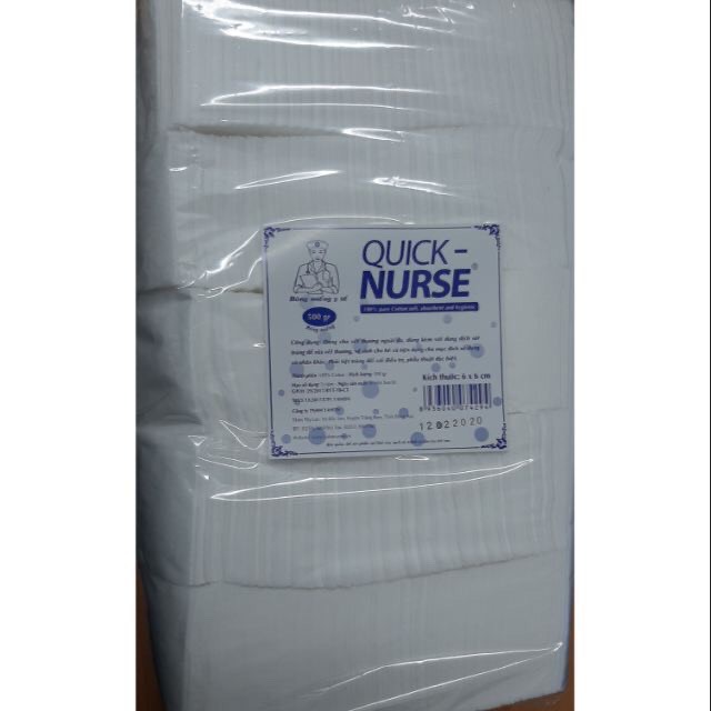 Bông Gòn Cắt Sẵn Quick Nurse 6x6 Cm ( Bịch 500 gram)
