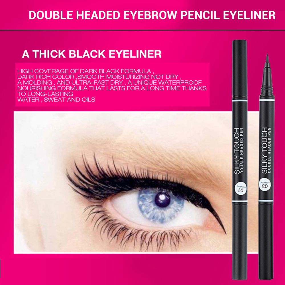 YANQINA Double-headed Auto-rotating Five-color Eyebrow Pencil Cool Black Eyeliner Long-lasting Waterproof Non-blooming