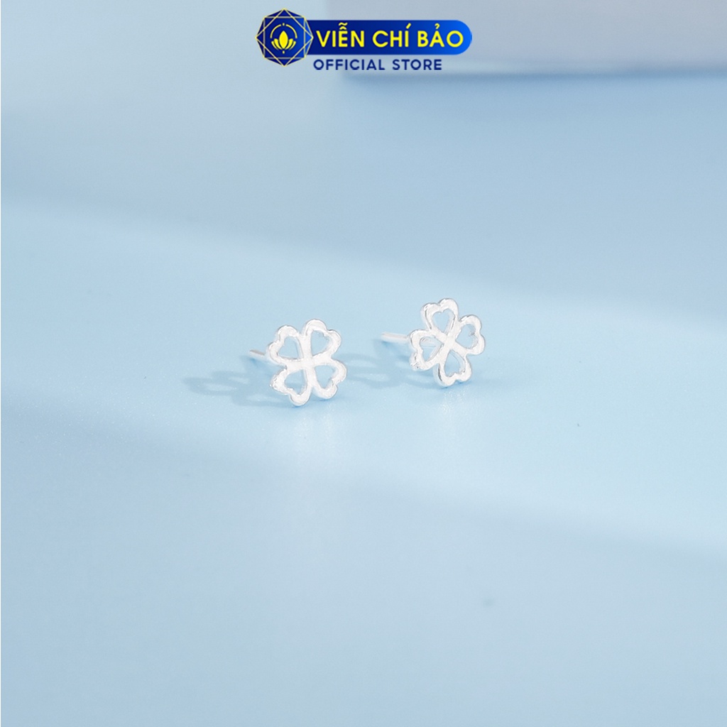Bông tai bạc nữ hình cỏ 4 lá chất liệu bạc 925 thời trang phụ kiện trang sức nữ thương hiệu Viễn Chí Bảo E011x