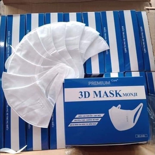 Khẩu trang 3D MASK MONJI kháng khuẩn cao cấp siêu tiện dụng - hàng chính hãng công ty Trung Hiếu