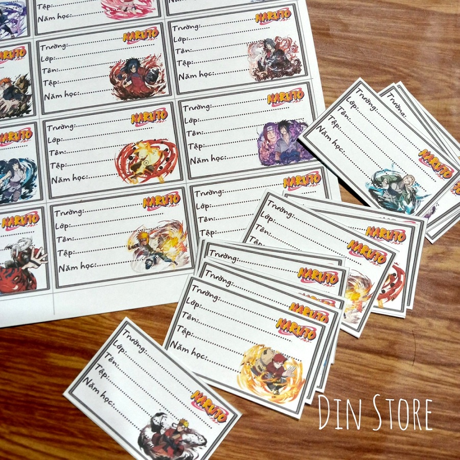 Bộ 16 Nhãn Vở Anime Nhiều Mẫu - Nhãn vở Jujutsu Kaisen Kimetsu no Yaiba Tokyo Revengers One Piece SpyXFamily