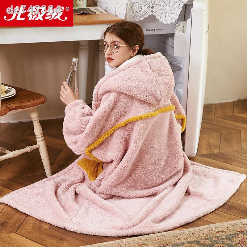 ✤Áo choàng ngủ vải Flannel dày dáng dài thời trang mùa đông cho nam và nữ
