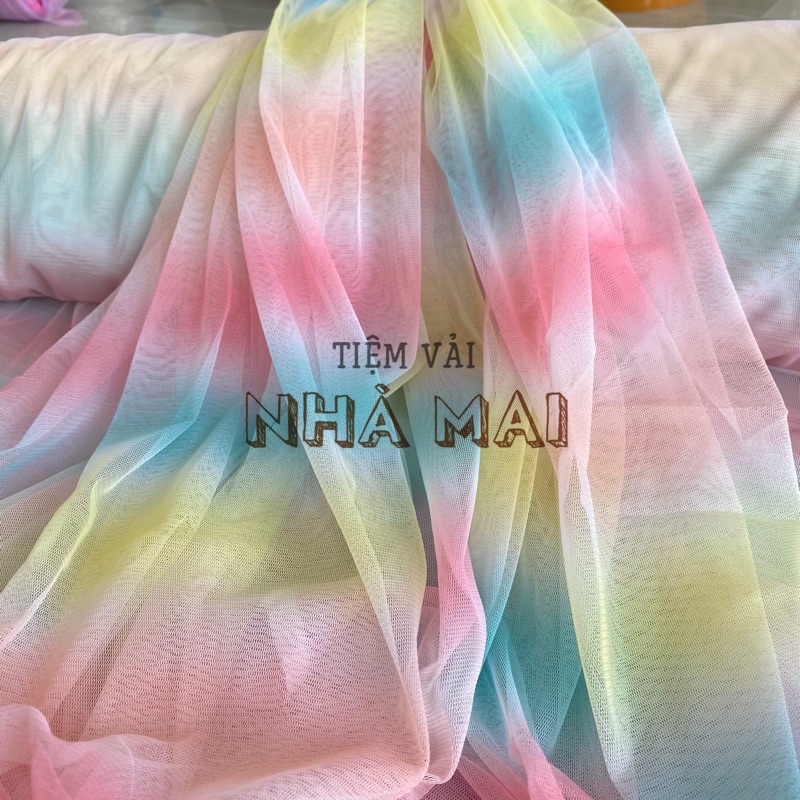 Lưới Ombre Cầu Vồng Chất Mềm Giãn Nhẹ 2 Chiều