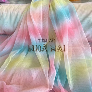 Lưới ombre cầu vồng chất mềm giãn nhẹ 2 chiều