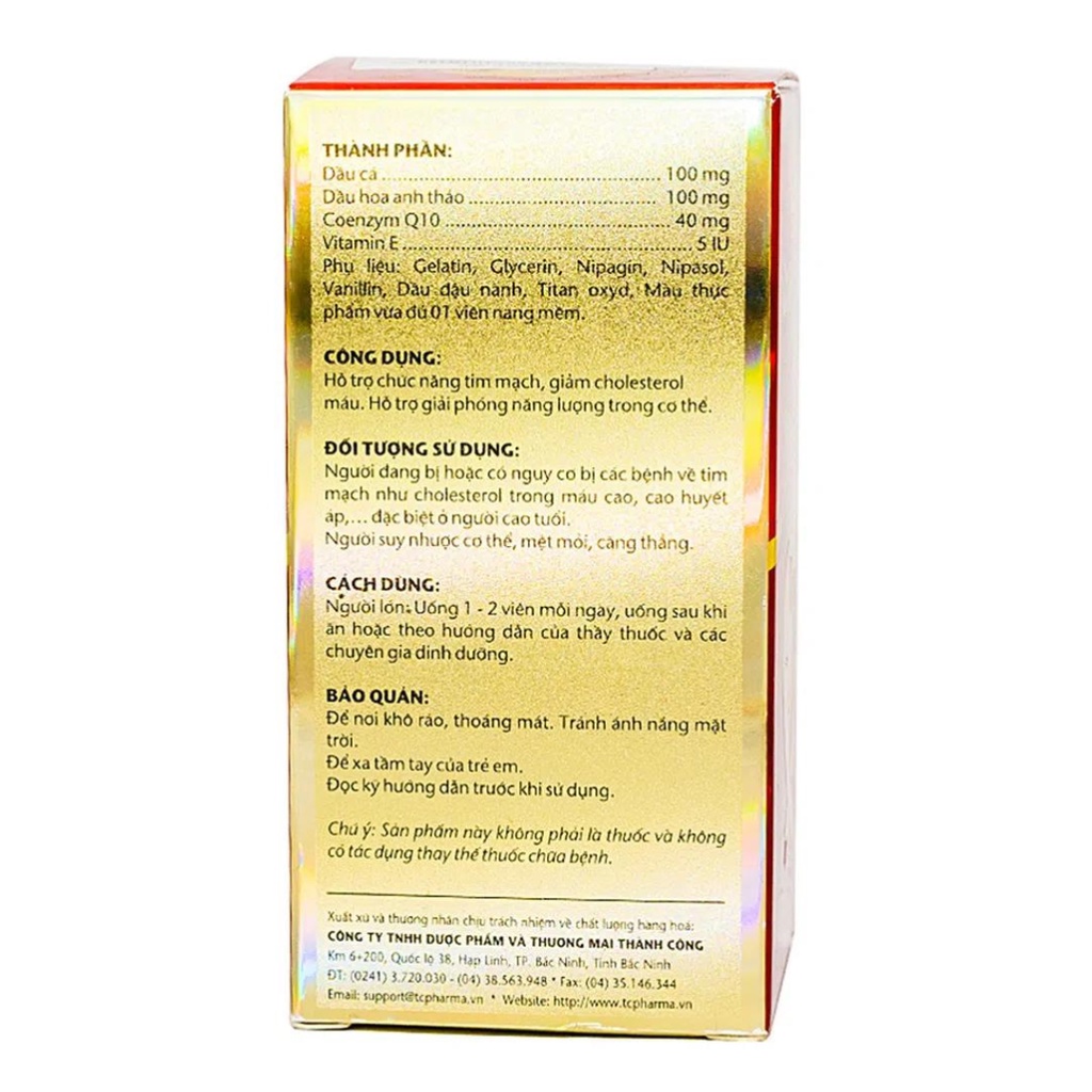 Co Enzyme Q10 – Hỗ trợ tốt cho chức năng tim mạch, làm giảm cholesterol xấu trong máu (hộp 30 viên)