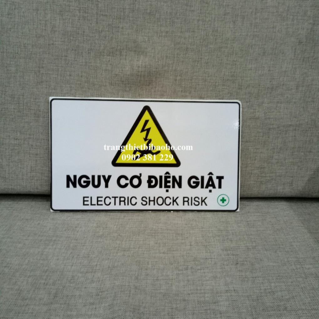 Biển báo an toàn - Nguy cơ điện giật- Fomex dán decal 15 x 25cm