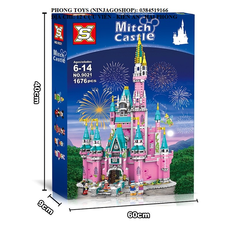 [Ảnh thật] Lắp ráp xếp hình Lego Friend SX 9021 : Thiên đường Lâu đài Hồng của Mickey Pink Castle Paradise 1676 mảnh