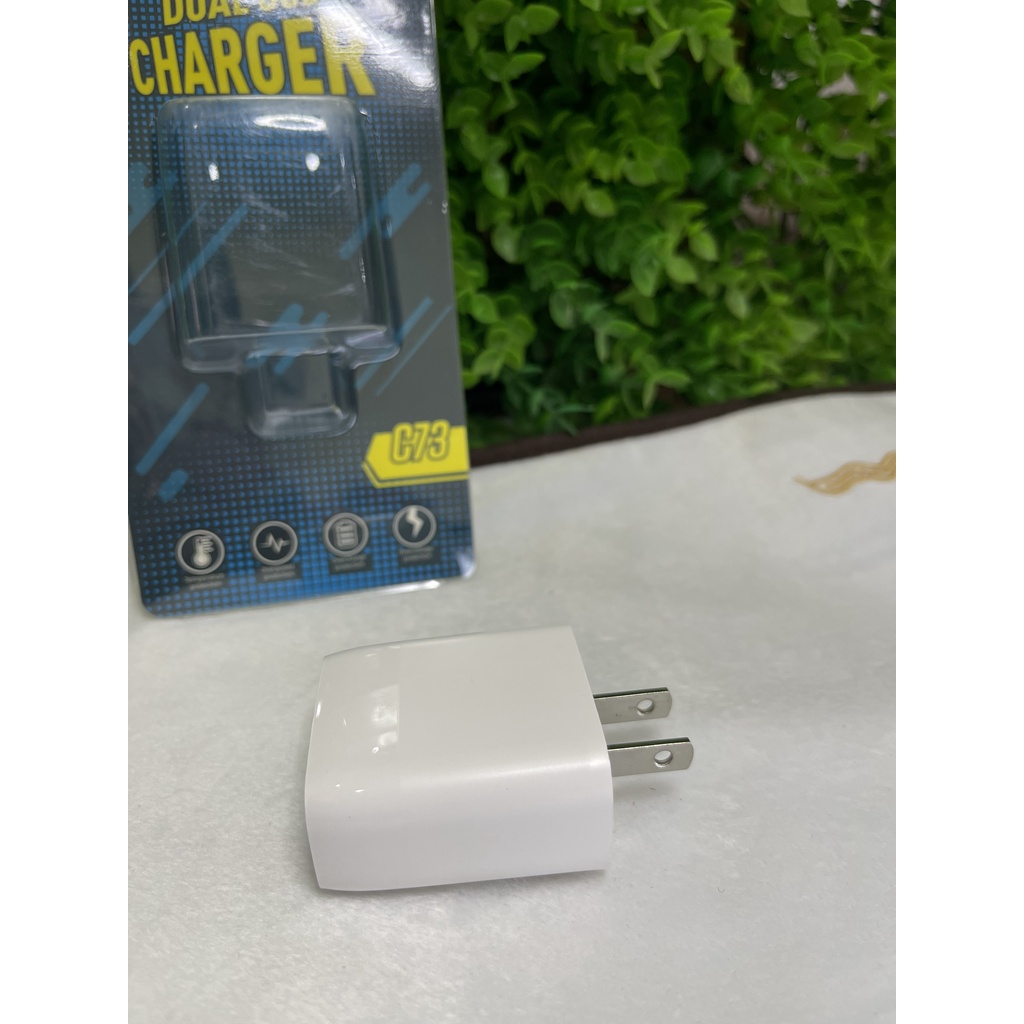 Củ Sạc Nhanh 2 Cổng 2.4A Hoco C73/C73A, Thiết Kế Đẹp Mắt, Sang Trọng, Cứng Cáp- Bảo Hành Chính Hãng 12 Tháng.