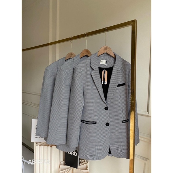ÁO KHOÁC DẠ VEST KẺ ĐEN ZICZAC