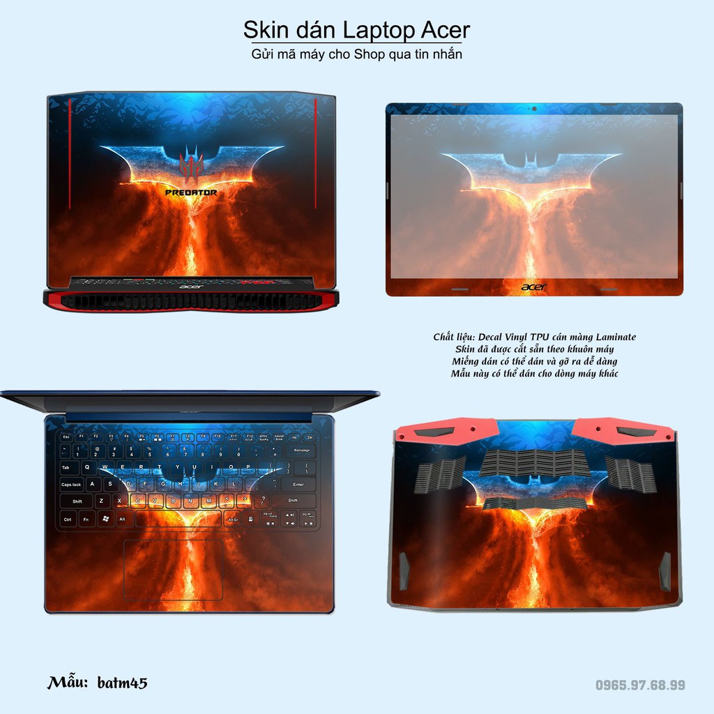 Skin dán Laptop Acer in hình Người dơi _nhiều mẫu 2 (inbox mã máy cho Shop)