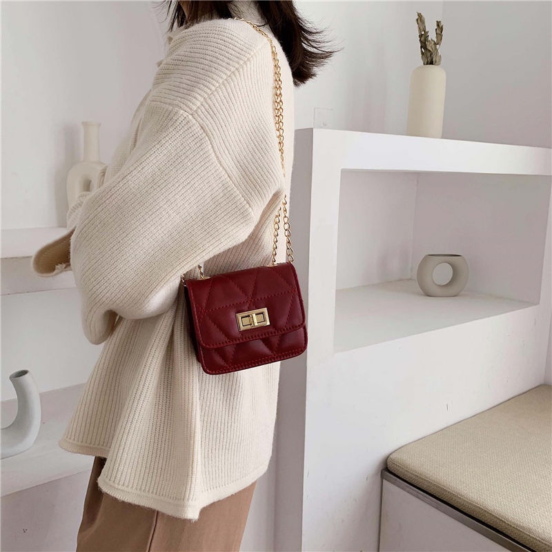 Túi mini dây xích thời trang túi vuông đeo chéo túi trám