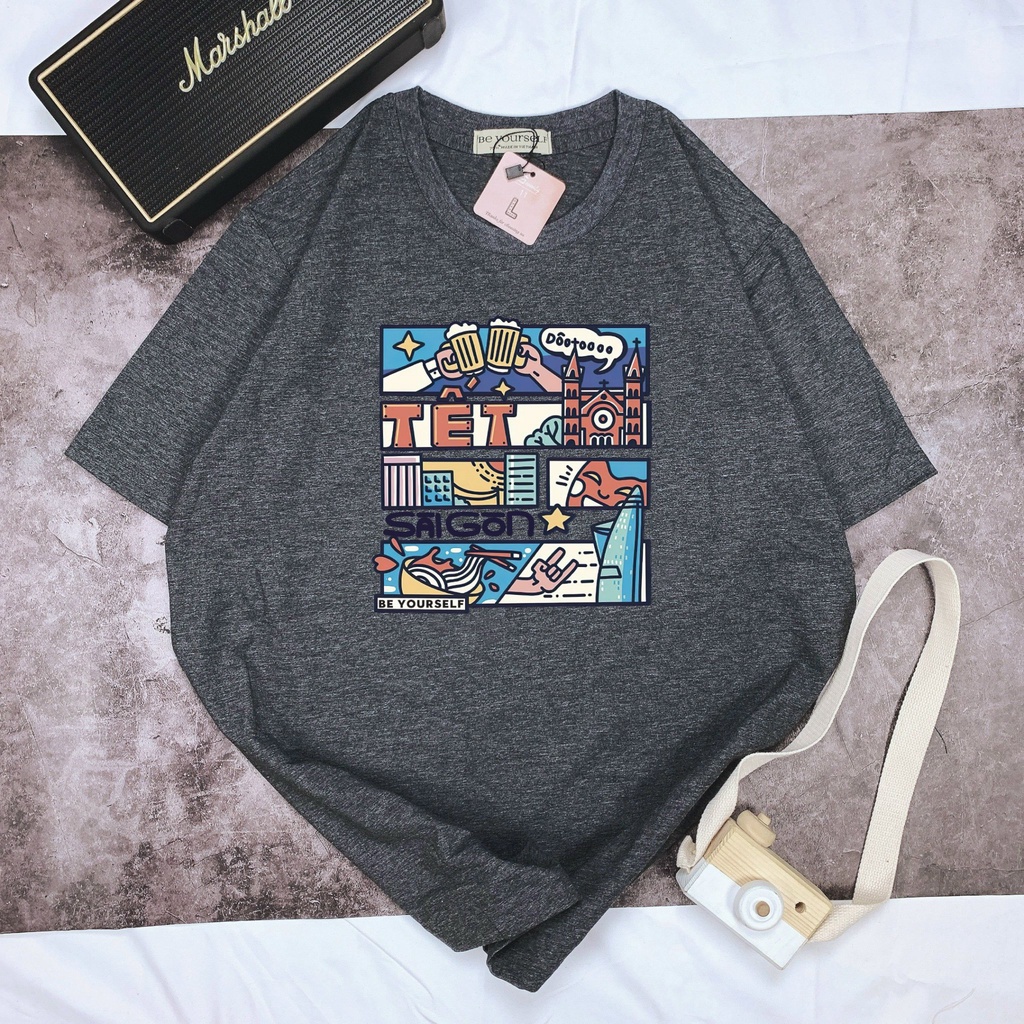 Áo Thun Tay Ngắn Unisex Đủ Size M L XL - TẾT SAIGON