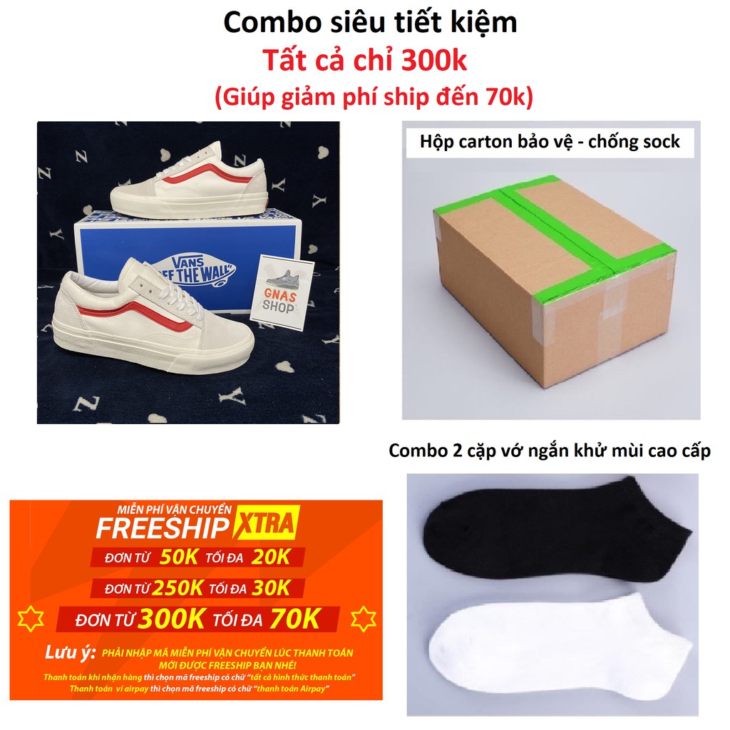 Giày thể thao nữ nam trắng sọc đỏ