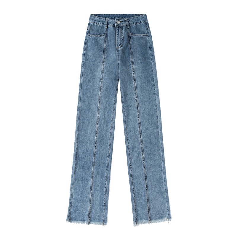 [XU HƯỚNG DENIM]Quần Jean Nữ Aiori [Dài 104cm] Lưng Bản To Xẻ Thân Jean Ống Rộng Lưng Cao Bò Suông, Jean Cotton Mềm Mịn