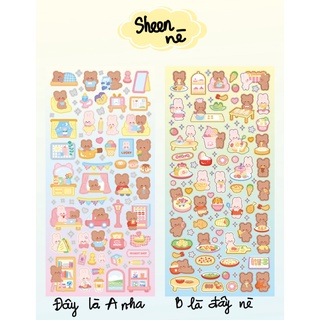 Sticker gấu nhũ trang trí toploader keyring