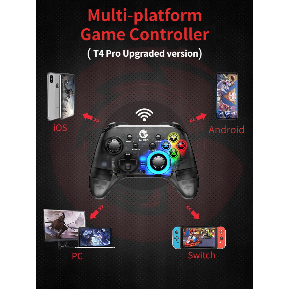 Bộ phụ kiện tay cầm chơi game không dây 2.4ghz Gamesir T4 Pro cho Nintendo/Switch/Ios/Android/Windows Pc