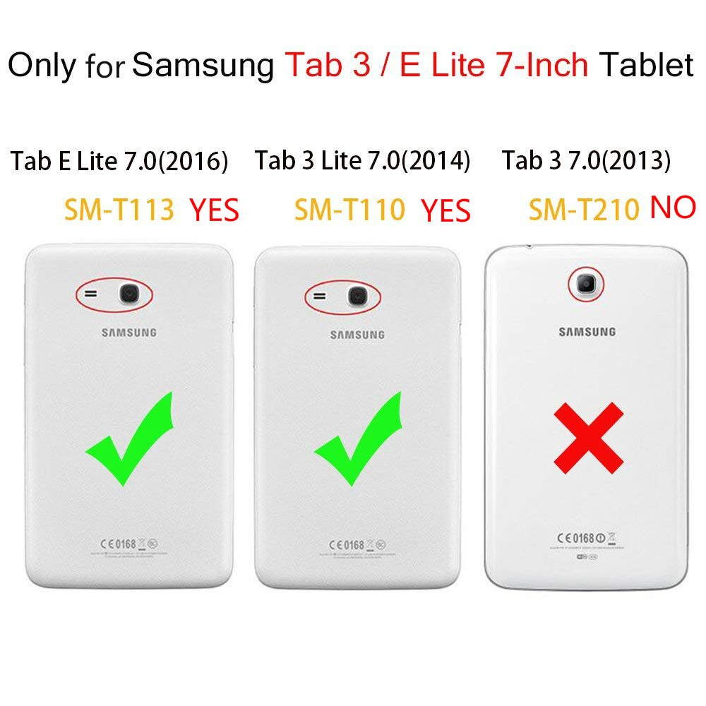 Bao da máy tính bảng tích hợp giá đỡ xoay được tiện lợi cho Samsung Galaxy Tab E 7.0 T113 T116 Tab 3 7.0 Lite T110 T111 7 inch Tablet case