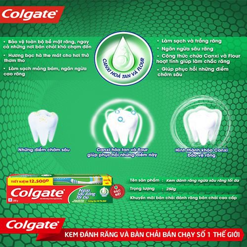 TẶNG KÈM BÀN CHẢI Kem đánh răng Colgate ngừa sâu răng tối đa 225g