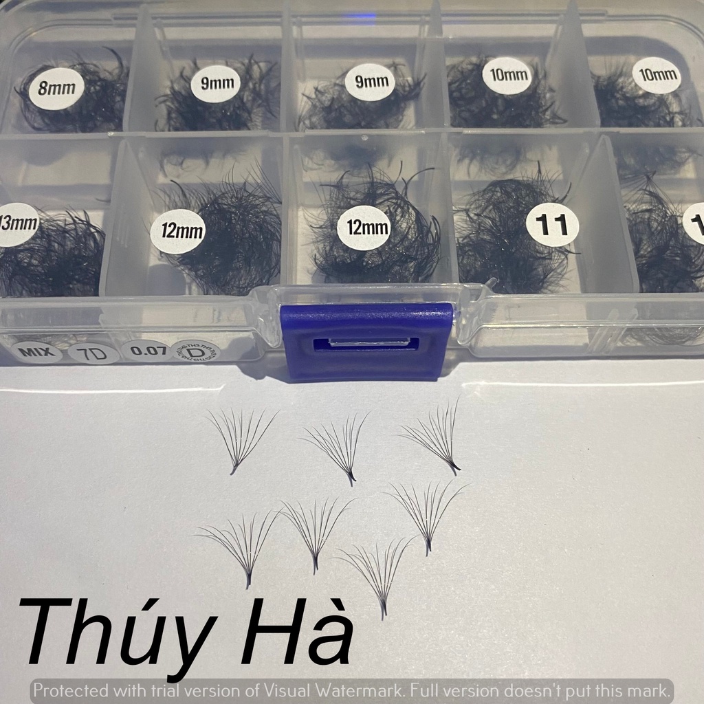 Mi FAN 7D C-CC  - D 0.07 MIX SIZE (8-&gt;13), (8-&gt;15)mm (1000fan)_dụng cụ nối mi_THÚY HÀ