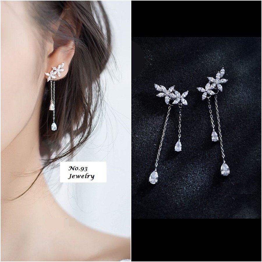 (NHIỀU MẪU HOT) Bông Tai Nữ Bạc khuyên tai nữ bạc hoa tai dáng dài tiểu thư trang sức cao cấp No.93 Jewely