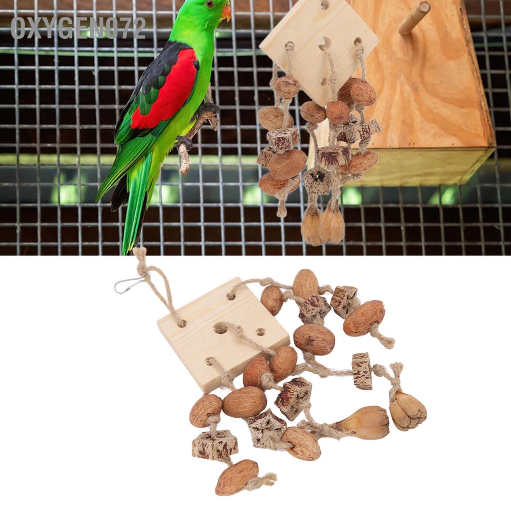Oxygen072 Vẹt Nuts nhai Đồ chơi bằng gỗ Khối chim Cắn có móc cho vẹt đuôi dài Cockatiels