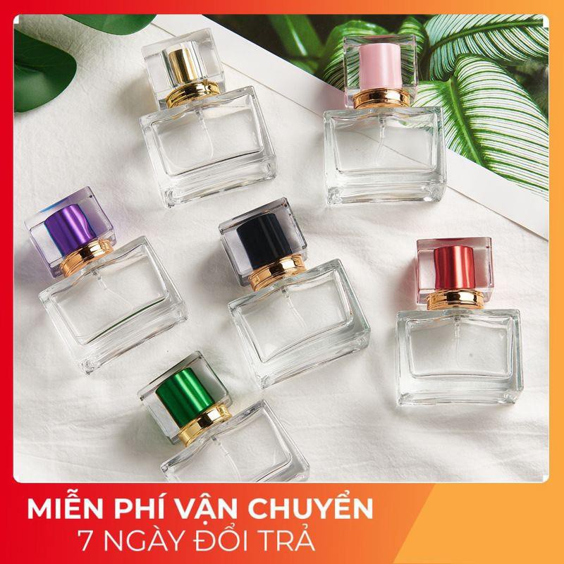 Lọ Chiết Nước Hoa ❤ SIÊU RẺ ❤ Lọ chiết nước hoa 50ml hình vuông Nắp Đen đựng dầu thơm , phụ kiện du lịch