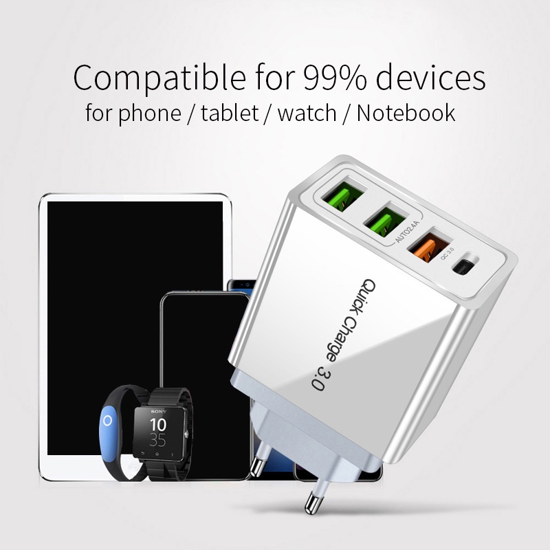 Củ Sạc Nhanh 48W 3 USB + PD 18w 3.0 Chất Lượng Cao Pffee