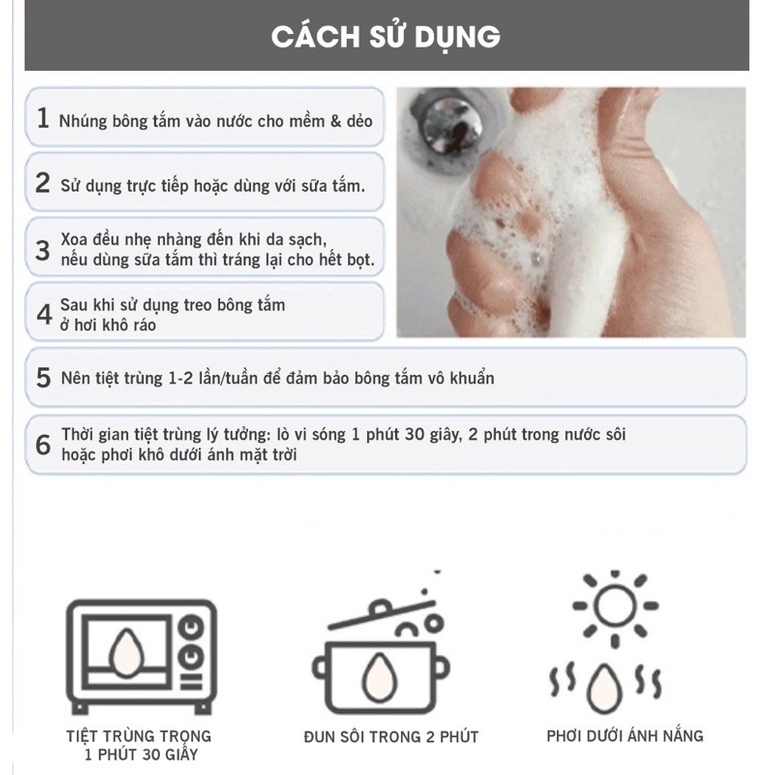 Bông tắm hữu cơ Meebee tạo bọt siêu mềm cho bé | Bông tắm cao cấp cho bé sơ sinh