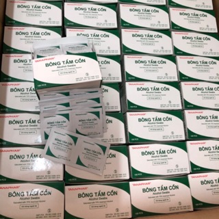 ĐẠI LÝ Hộp 100 miếng Gạc tẩm cồn sát khuẩn, bông tẩm cồn y tế tiệt trùng sát trùng, cồn khô alcohol pads TANAPHAR