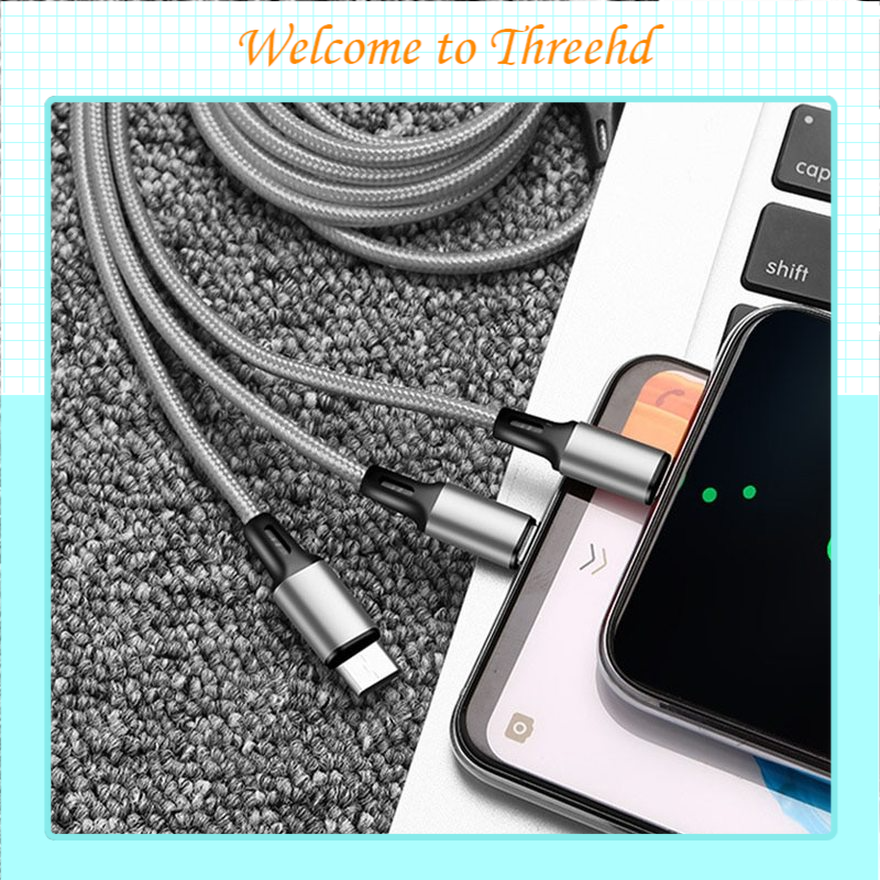 Cáp Sạc Micro Usb Type C 3 Trong 1 Cho Iphone 12 Mini 11 Pro Xs Max Xr X 6 6s 7 8 Plus Ios Android