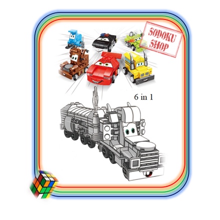 Bộ Gạch Nhựa Lắp Ghép 6in1 Các Mẫu Xe Đua, Đồ Chơi Giáo Dục Hộp Quả Trứng  07013