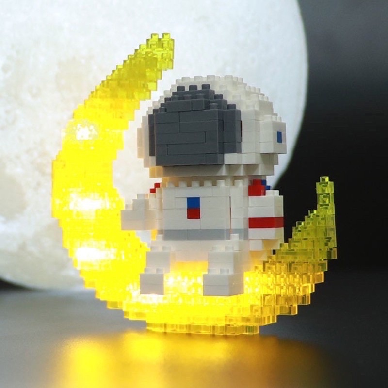 Mô hình lắp ráp phi hành gia hình con thỏ đáng yêu 3D dành cho bé sáng tạo có đèn