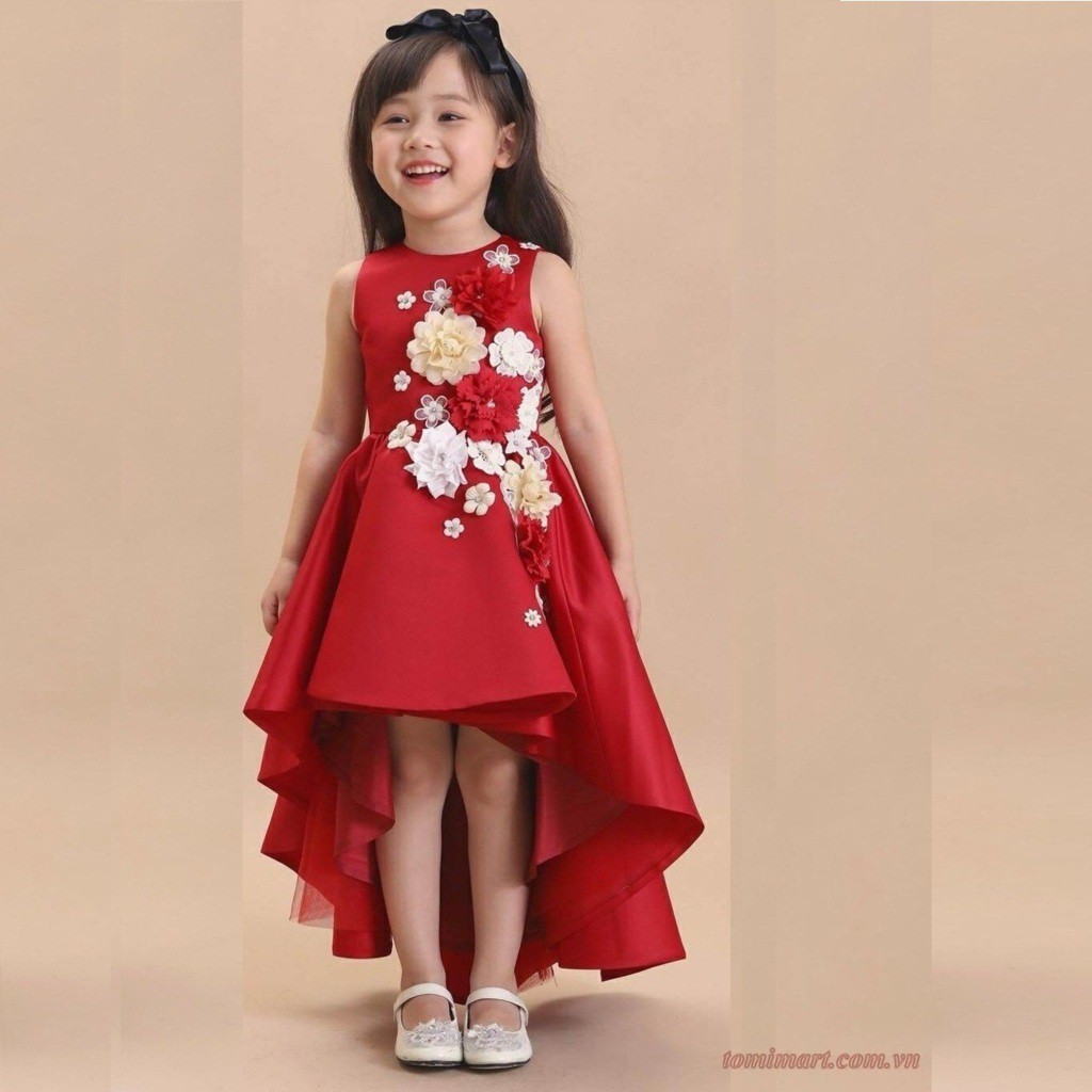 Đầm công chúa bé gái , đầm đuôi tôm phối hoa