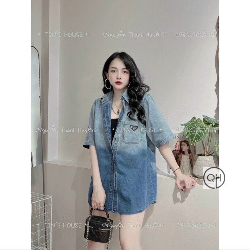 Áo sơ mi DENIM cộc tay loang siêu RẺ (Ảnh thật tự chụp) MAIANHSHOP