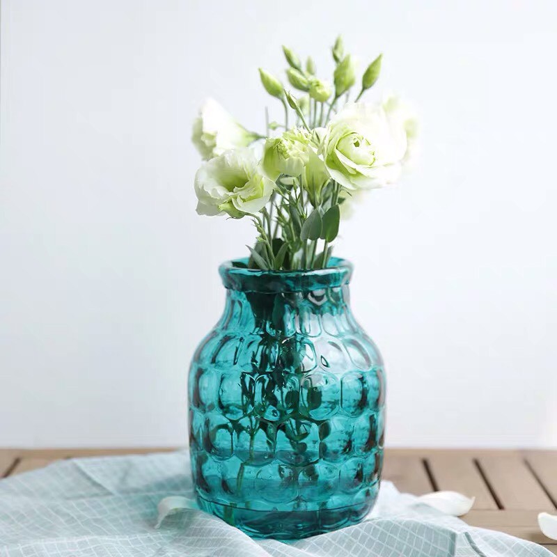 Lọ hoa xanh mint, lọ thủy tinh cao cấp, bình hoa decor: 4.19